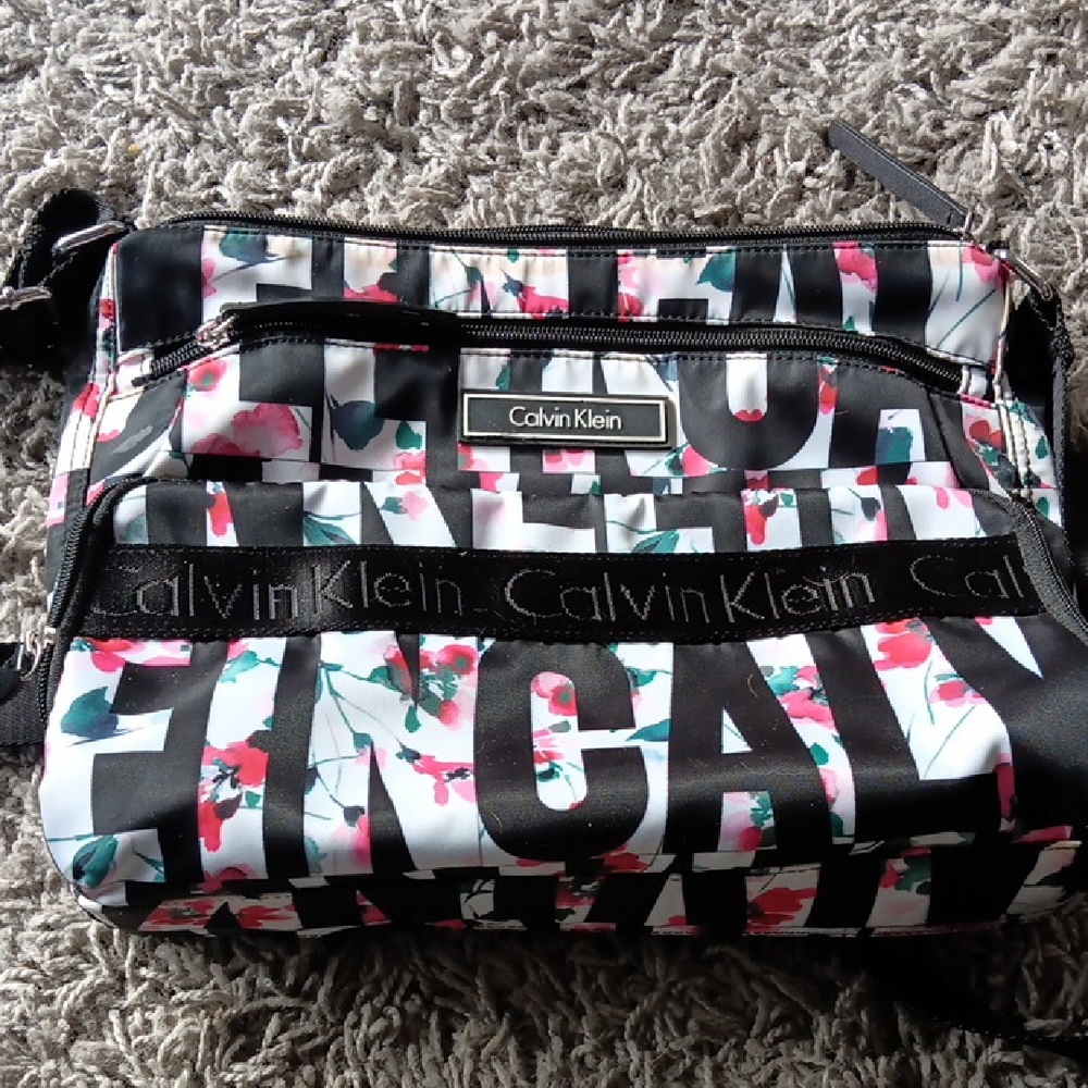 Calvin Klein Black and White Floral Bag